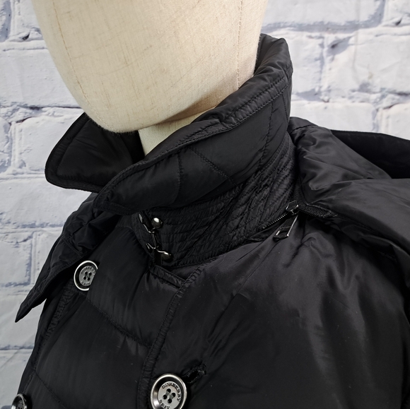 Burberry Women's Puffer Winter Jacket Grey Goose Down Fill Black Hooded Small - Picture 5 of 16